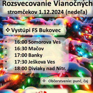 Rozsvecovanie vianočných stromčekov na prvú adventnú nedeľu 1.12.2024